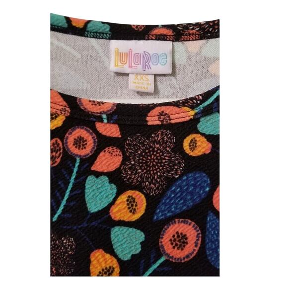 NWOT -LuLaRoe Multicolor Floral Dress Career High/Low Hem Round Neck Size XXS - Picture 2 of 7